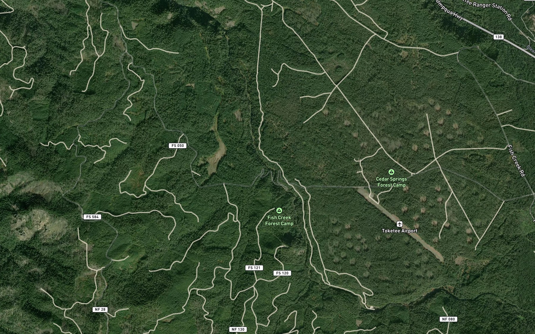 Satellite map of the Camas Creek