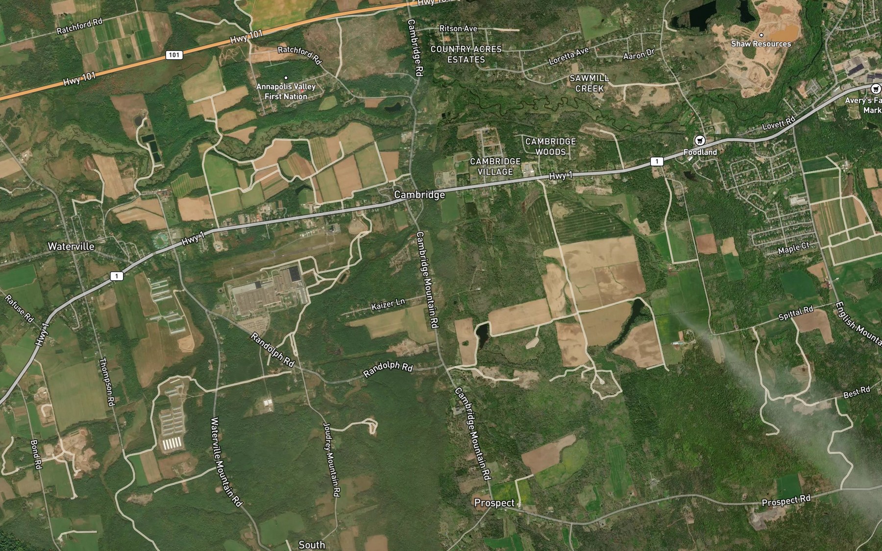 Satellite map of the Condon Brook