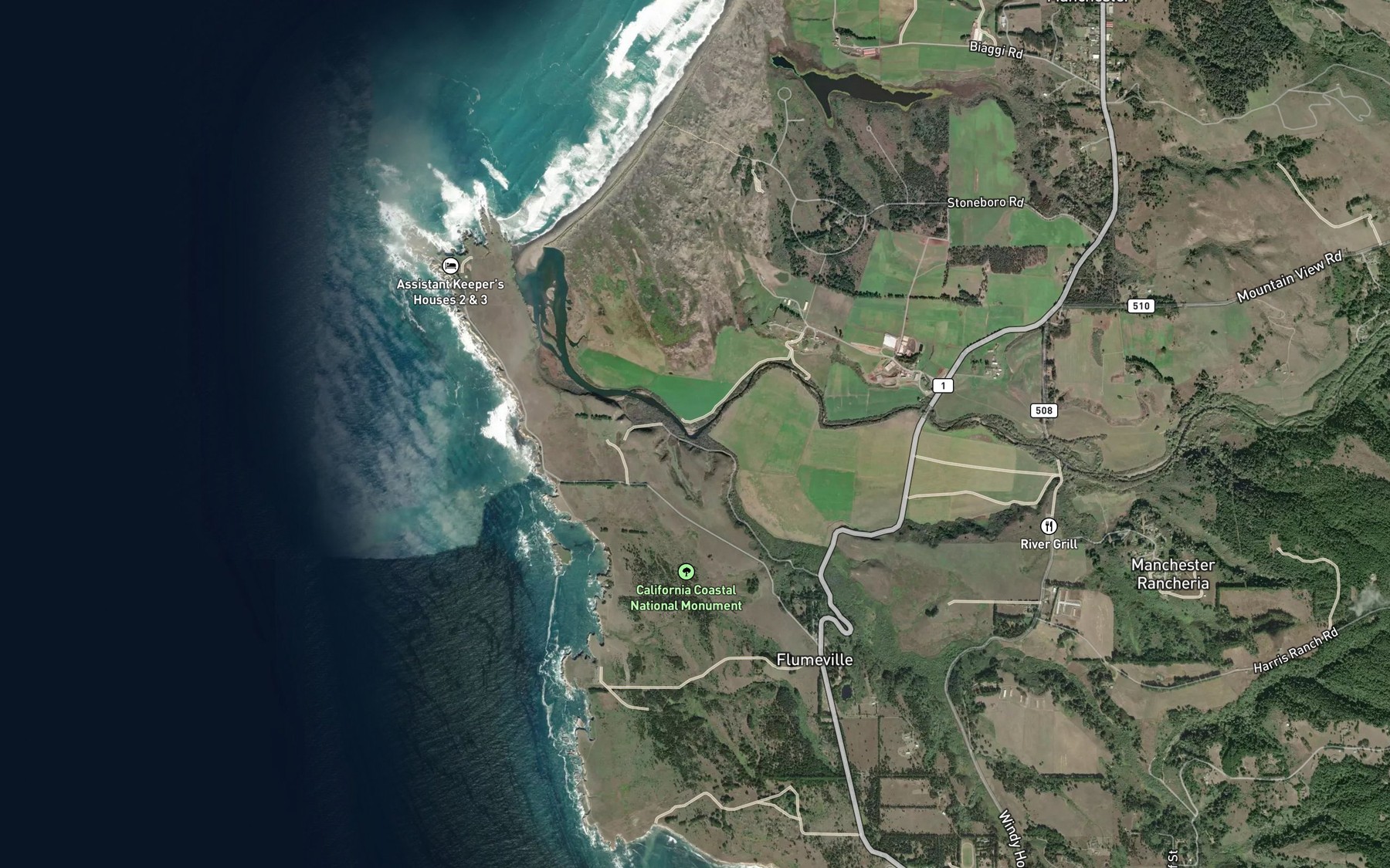 Satellite map of the Hathaway Creek
