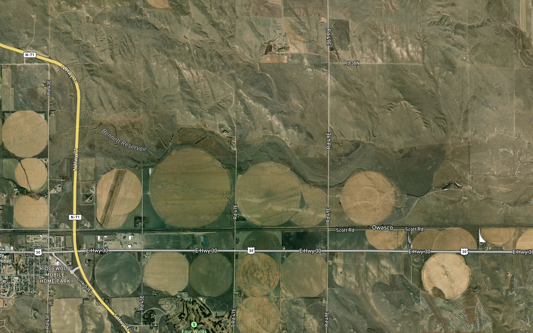 Satellite map of the Bennett Canal