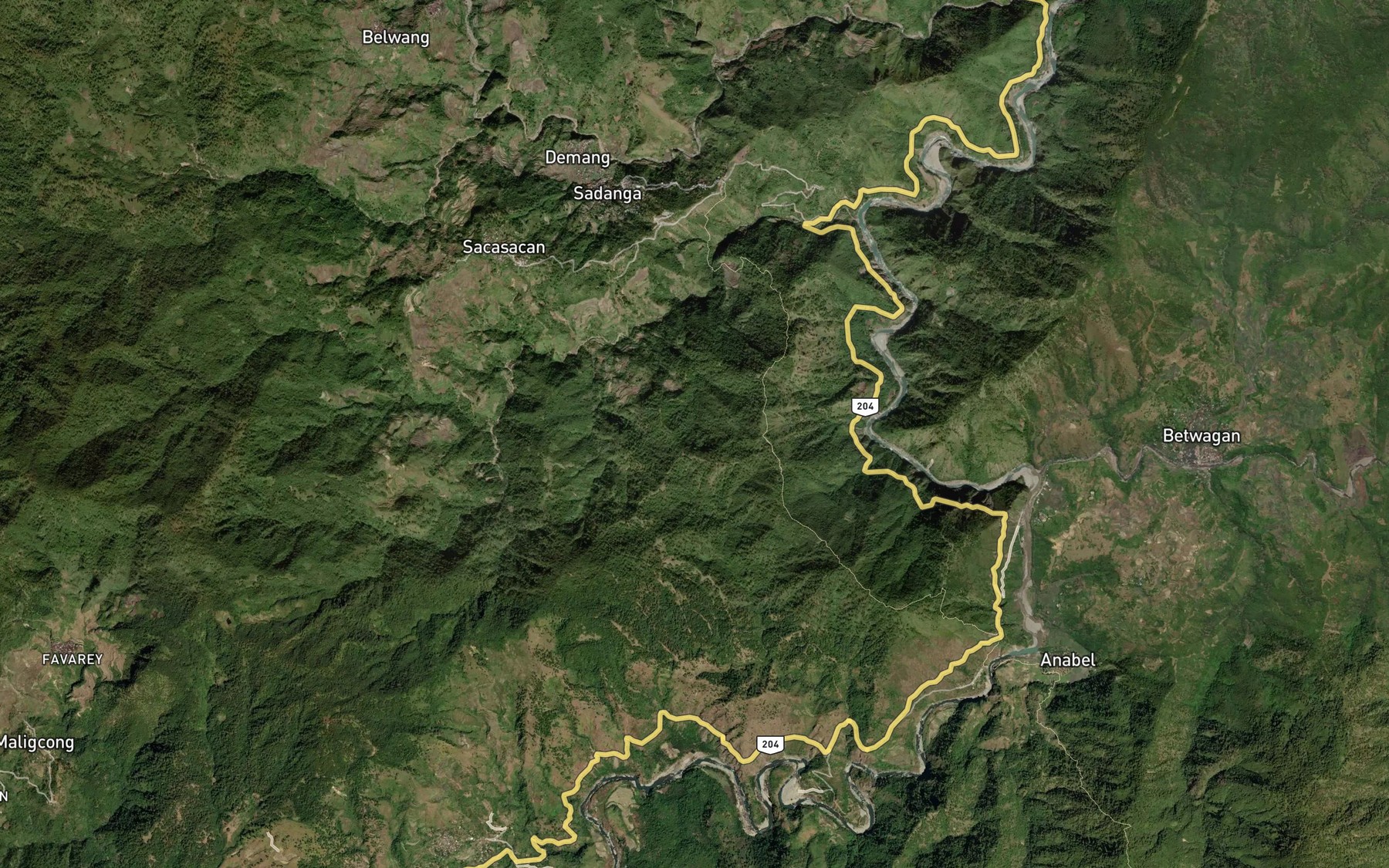 Satellite map of the Saclit Creek