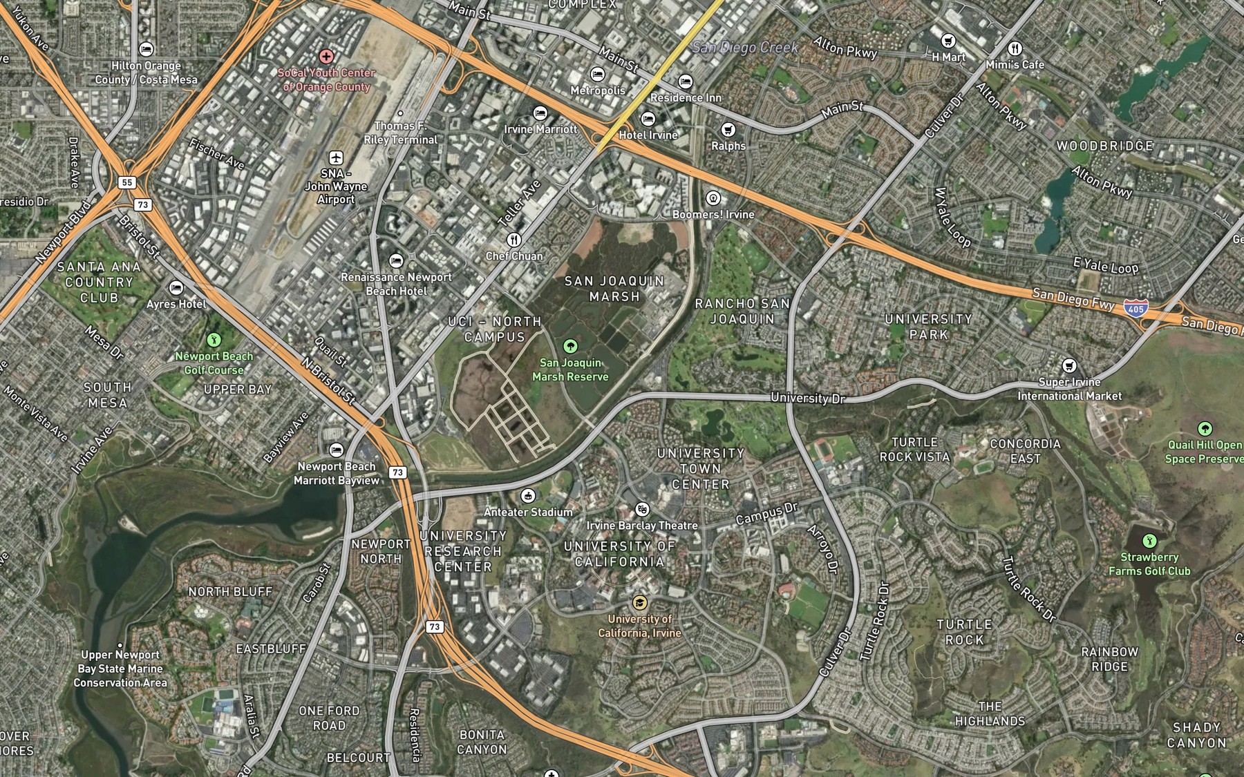 Satellite map of the Sand Canyon Wash