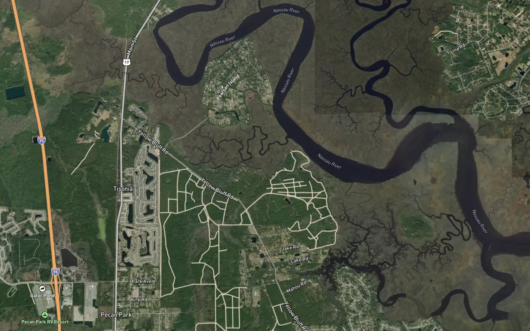 Satellite map of the Grandaddy Branch