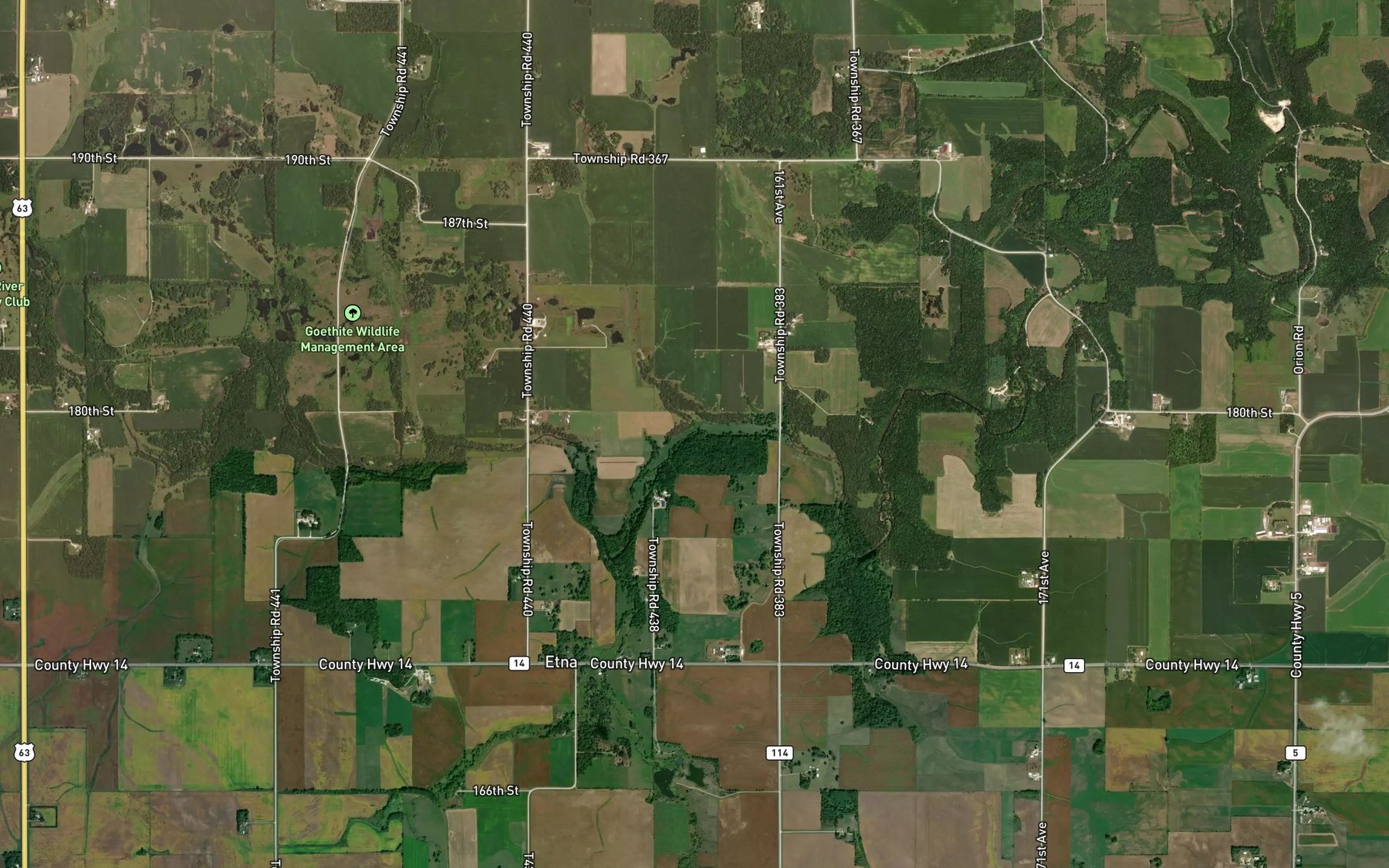 Satellite map of the Etna Creek