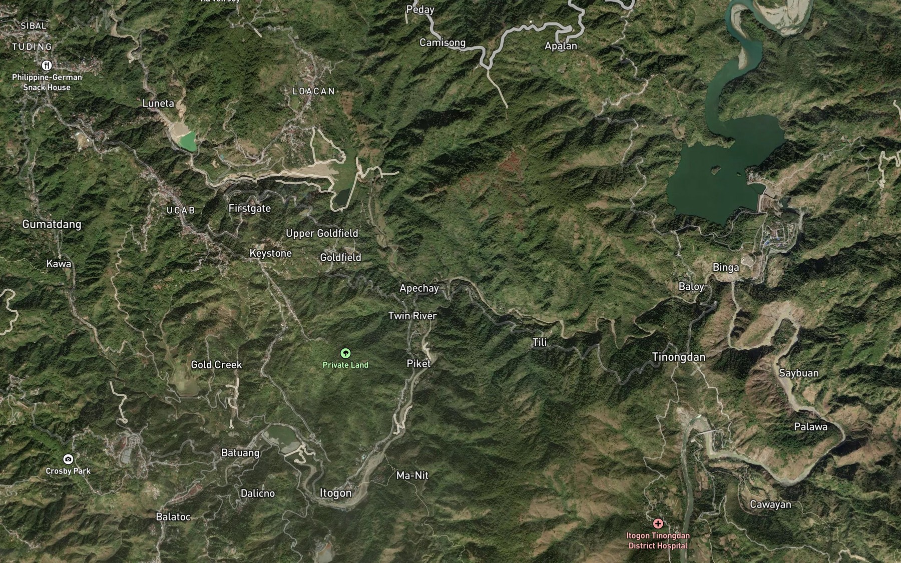 Satellite map of the Ambalanga River