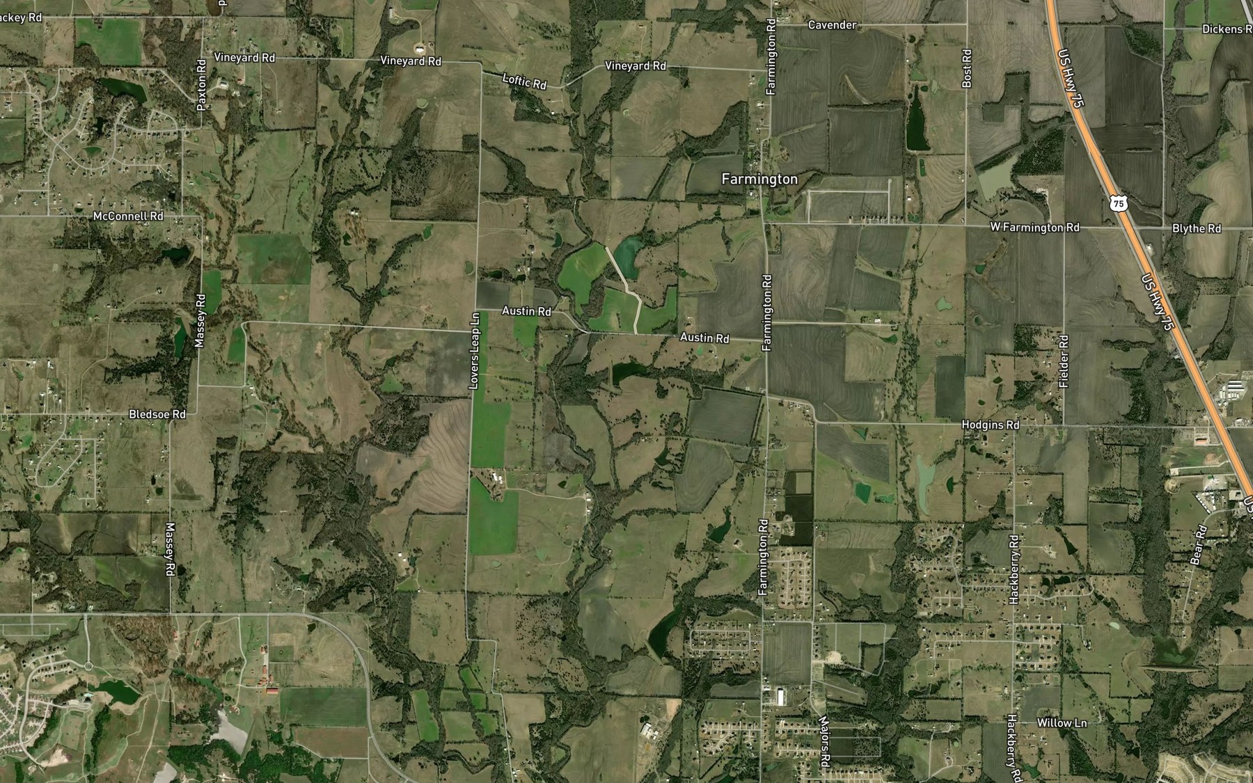 Satellite map of the Soil Conservation Service Site Number 36 Reservoir
