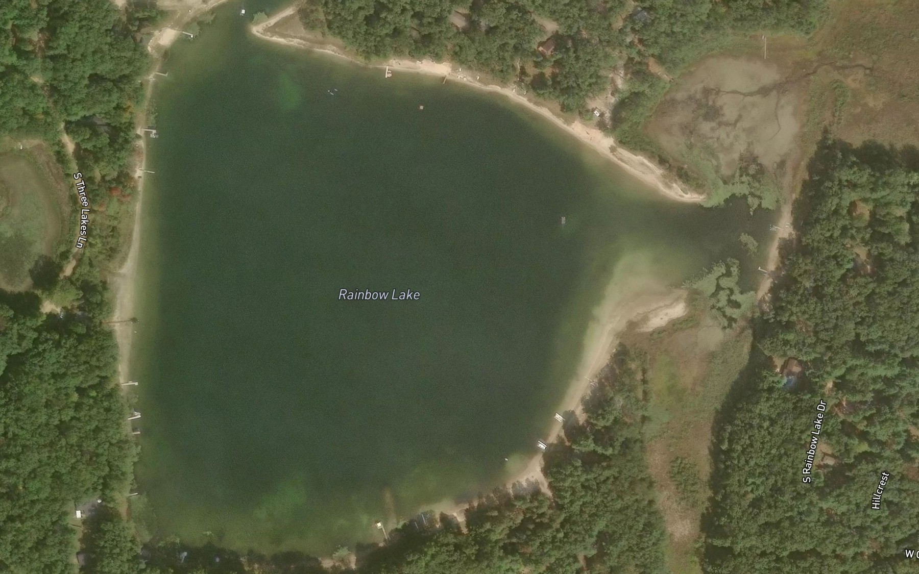 Satellite map of the Rainbow Lake