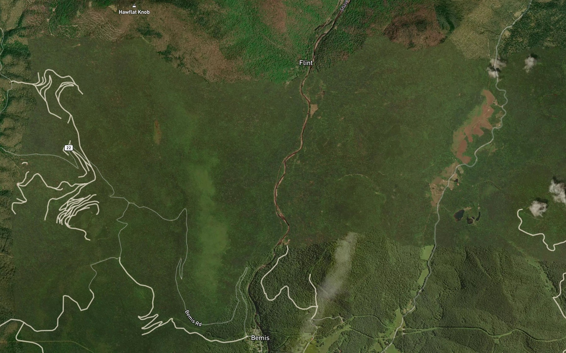 Satellite map of the Bonelick Branch