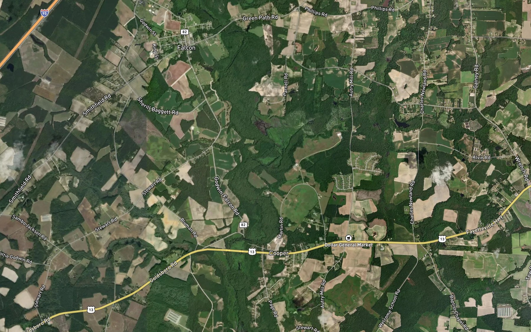 Satellite map of the Williamson Swamp