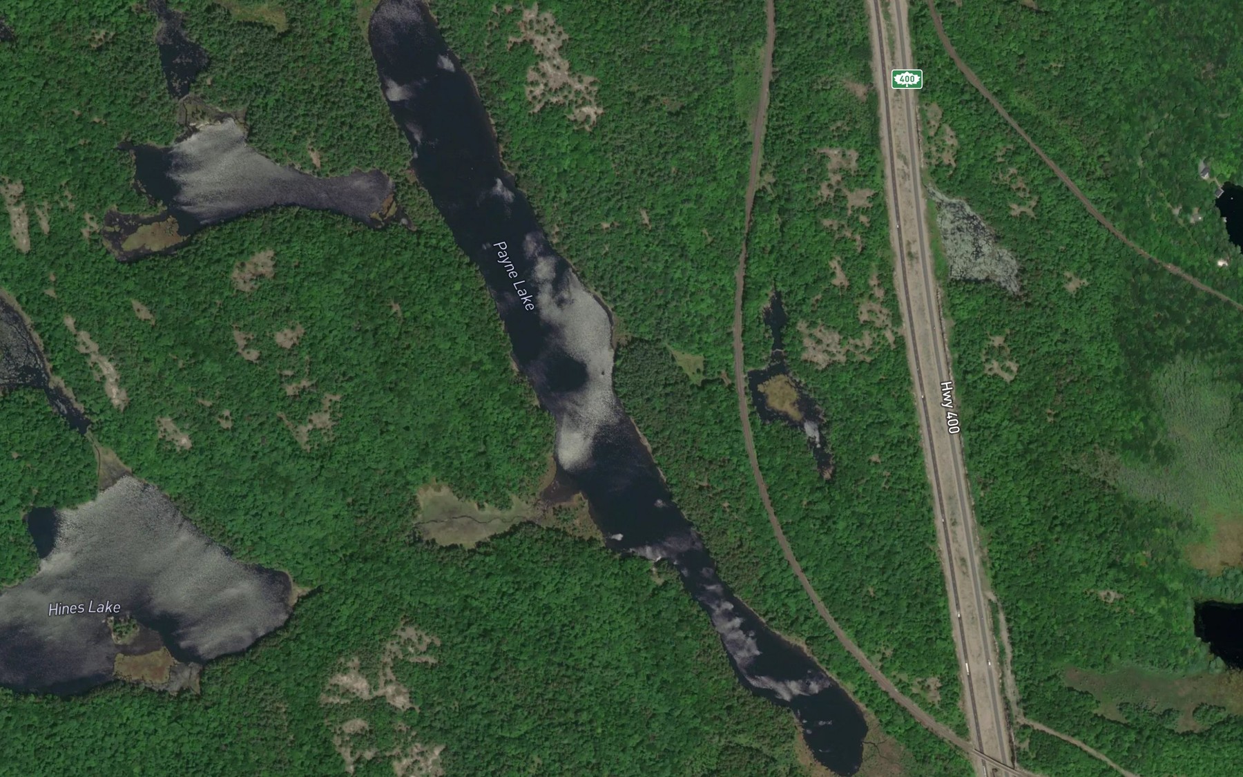 Satellite map of the Payne Lake