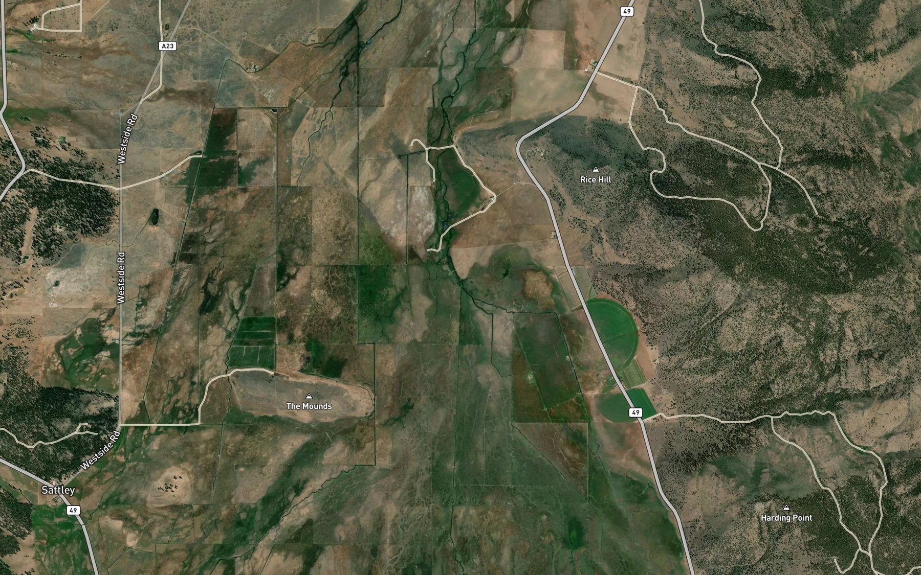 Satellite map of the Perry Creek