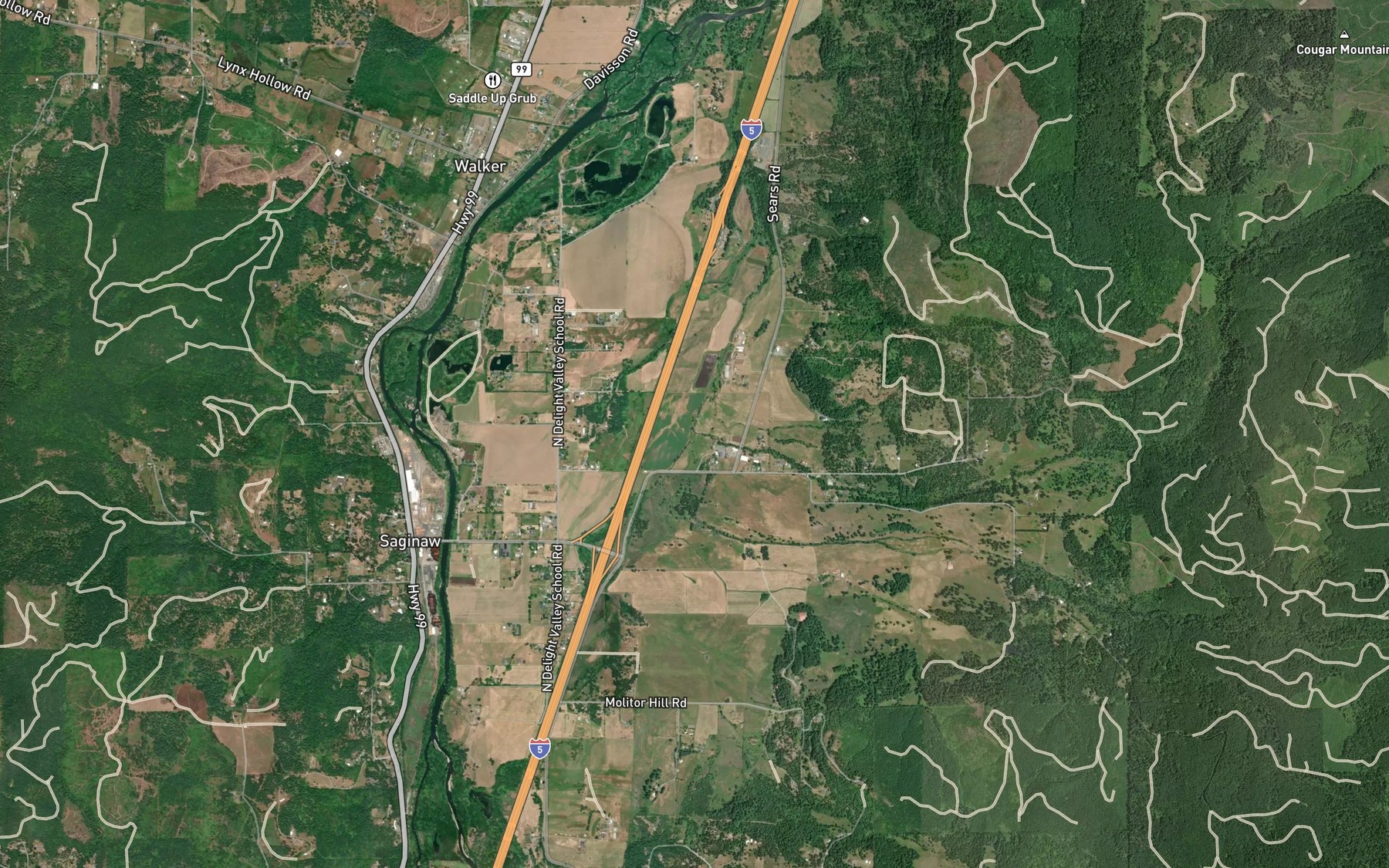 Satellite map of the North Fork Gettings Creek
