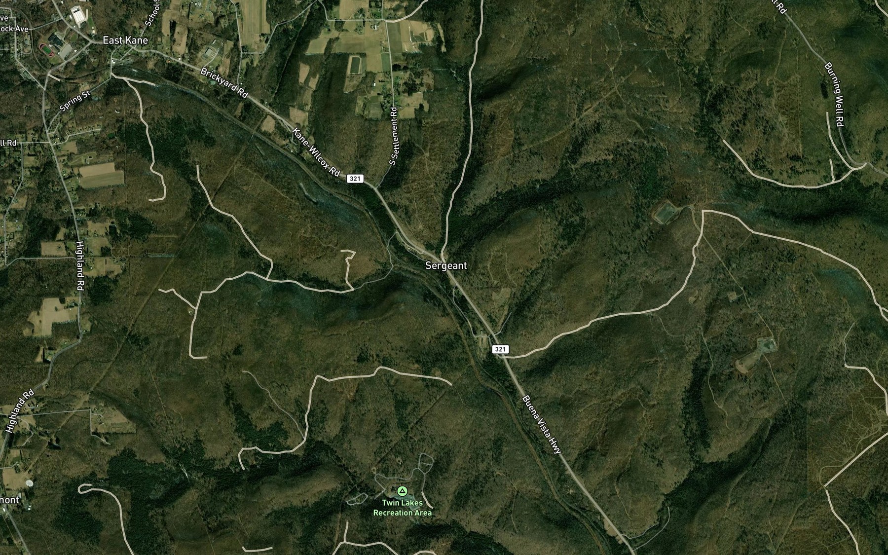 Satellite map of the Castle Brook