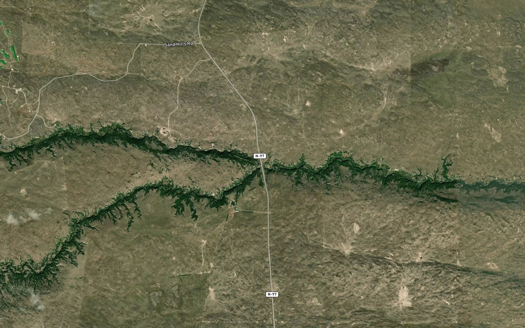 Satellite map of the North Fork Dismal River