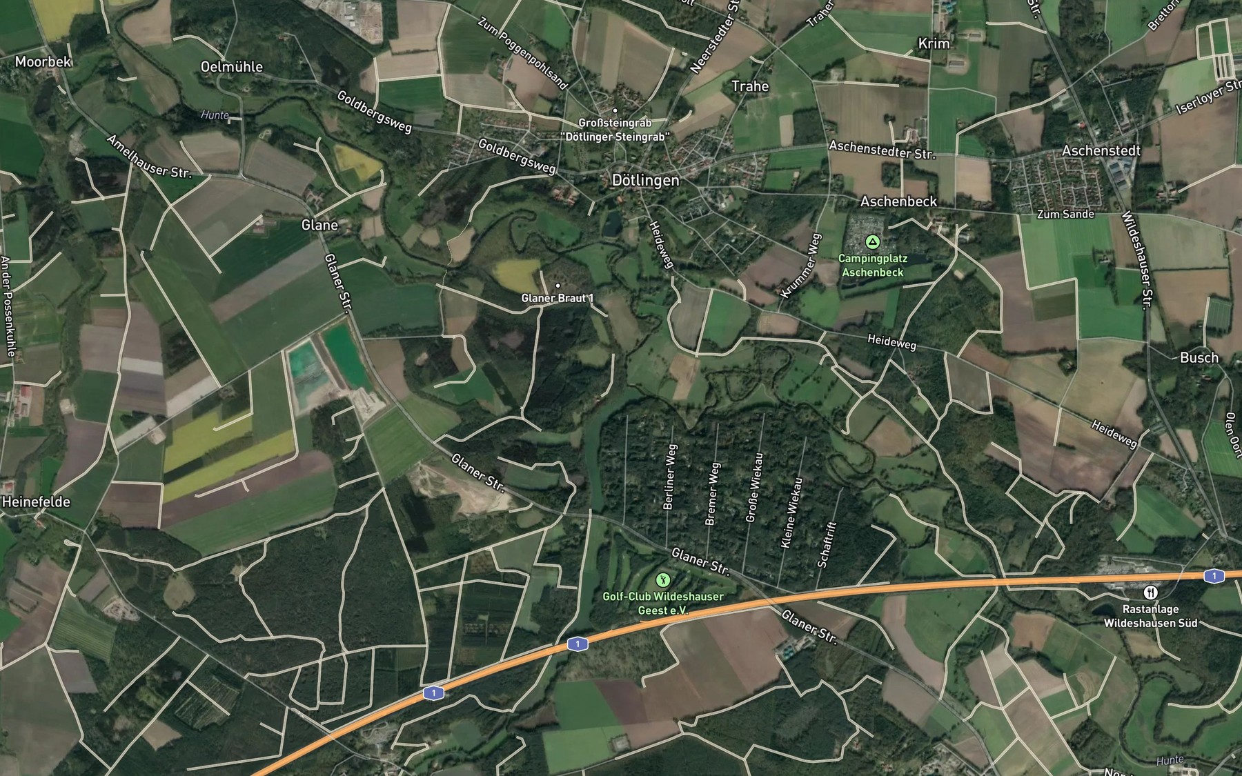 Satellite map of the Aue