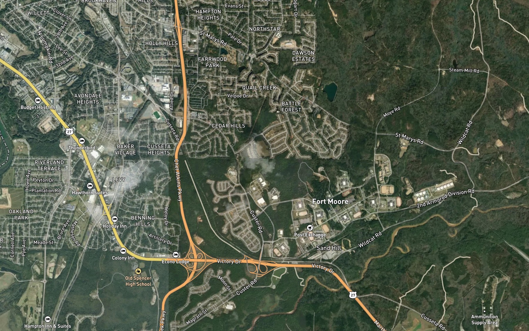 Satellite map of the Opossum Lake
