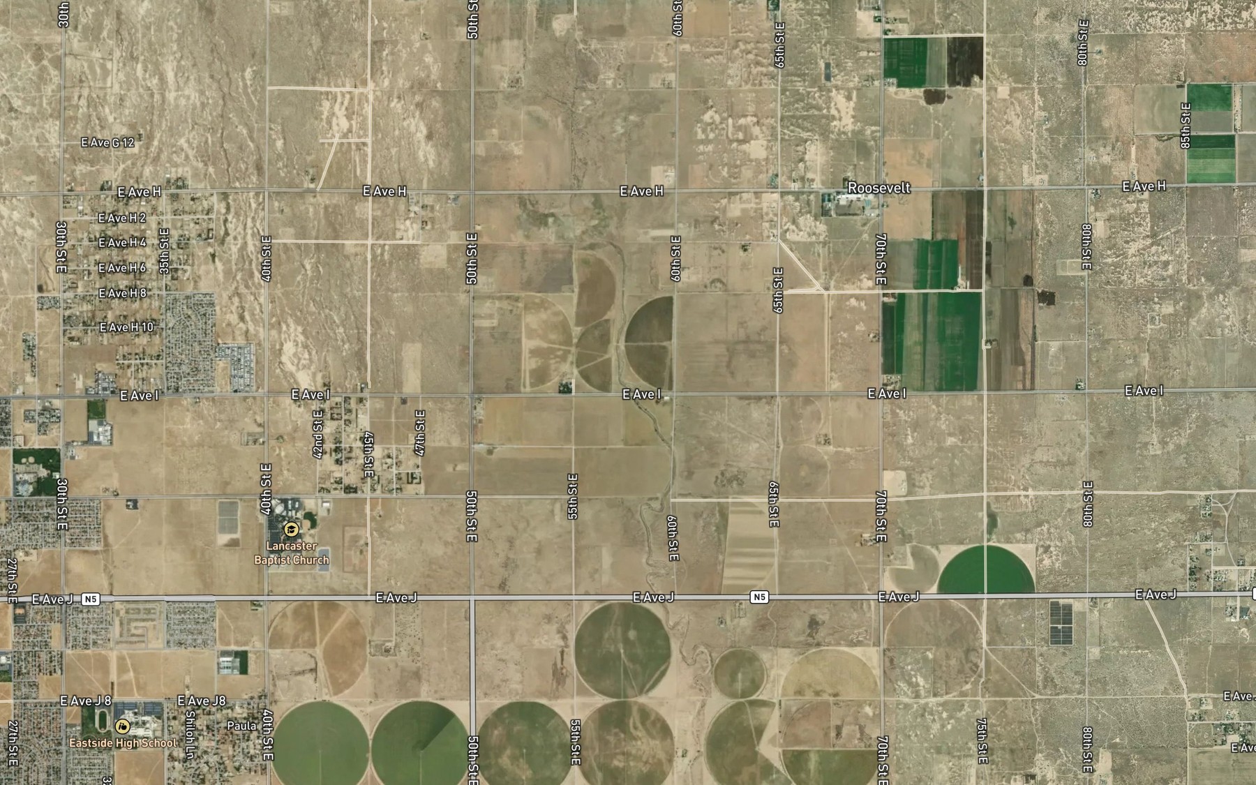 Satellite map of the Little Rock Wash
