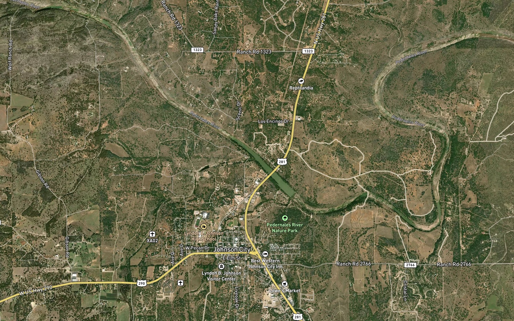 Satellite map of the Towhead Creek