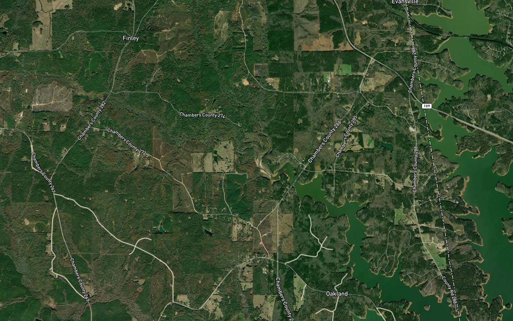 Satellite map of the Finley Creek