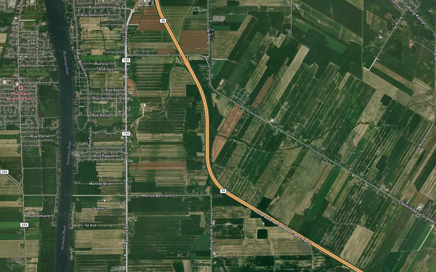 Satellite map of the Ruisseau Chartier