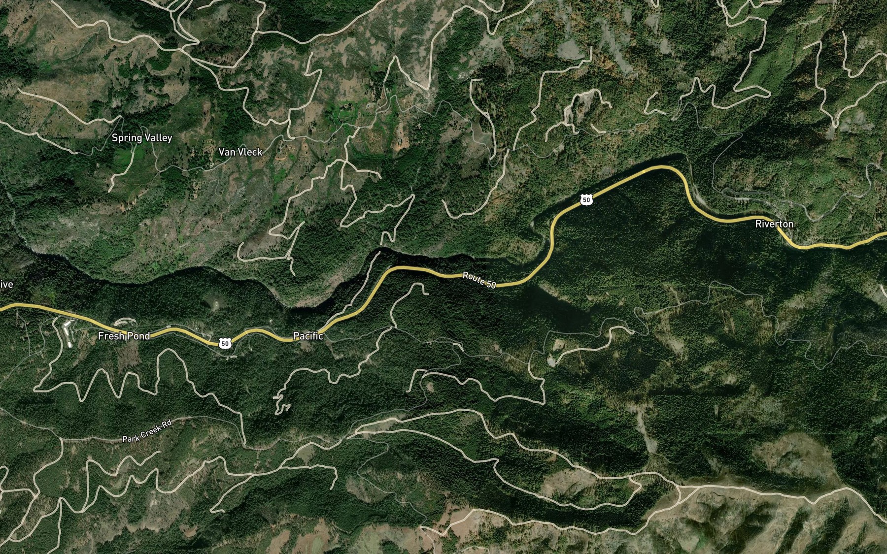 Satellite map of the Bridal Veil Falls
