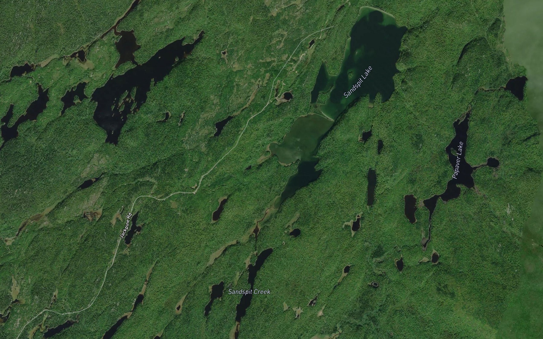 Satellite map of the Sandspit Creek
