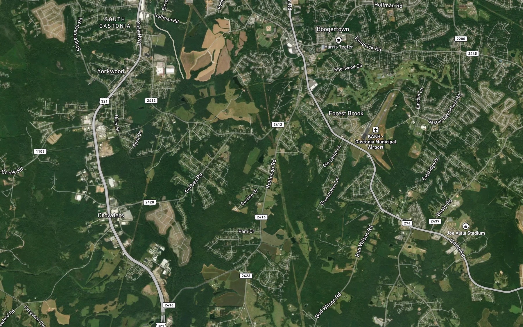 Satellite map of the Sunny Acres Farm Lake