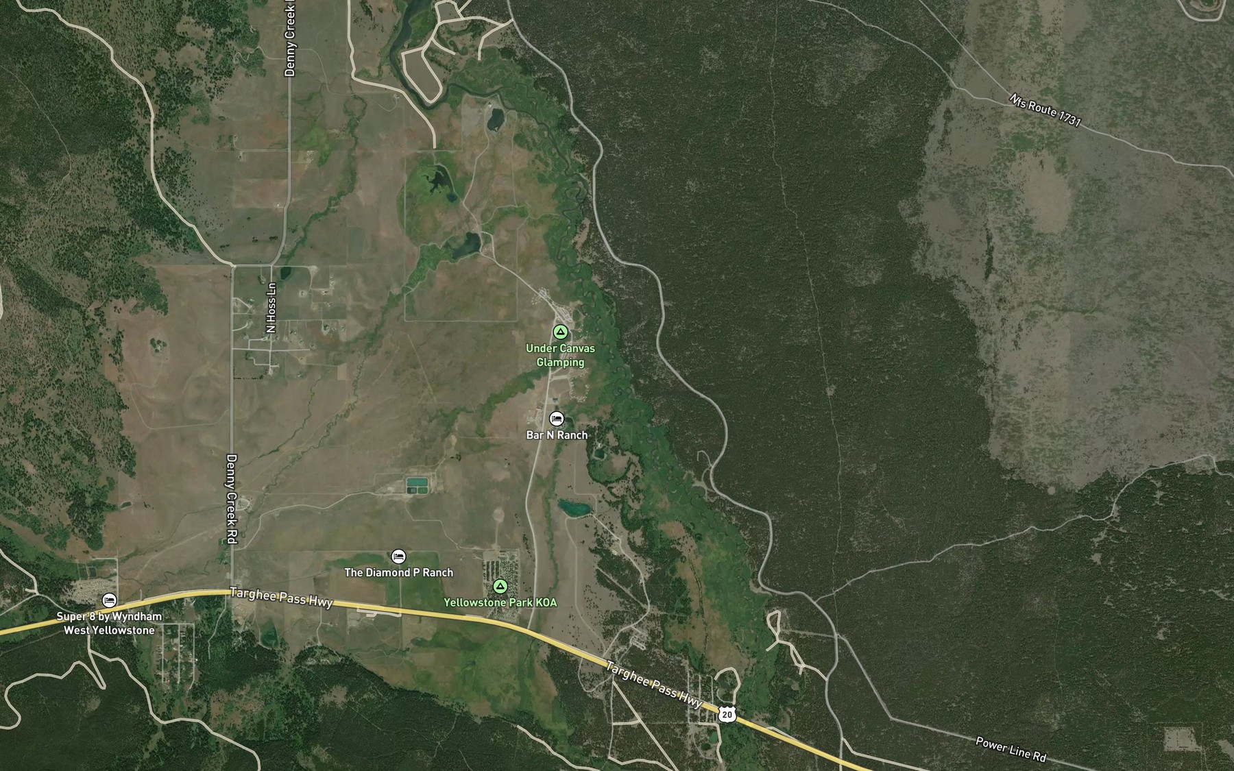 Satellite map of the Buttermilk Creek