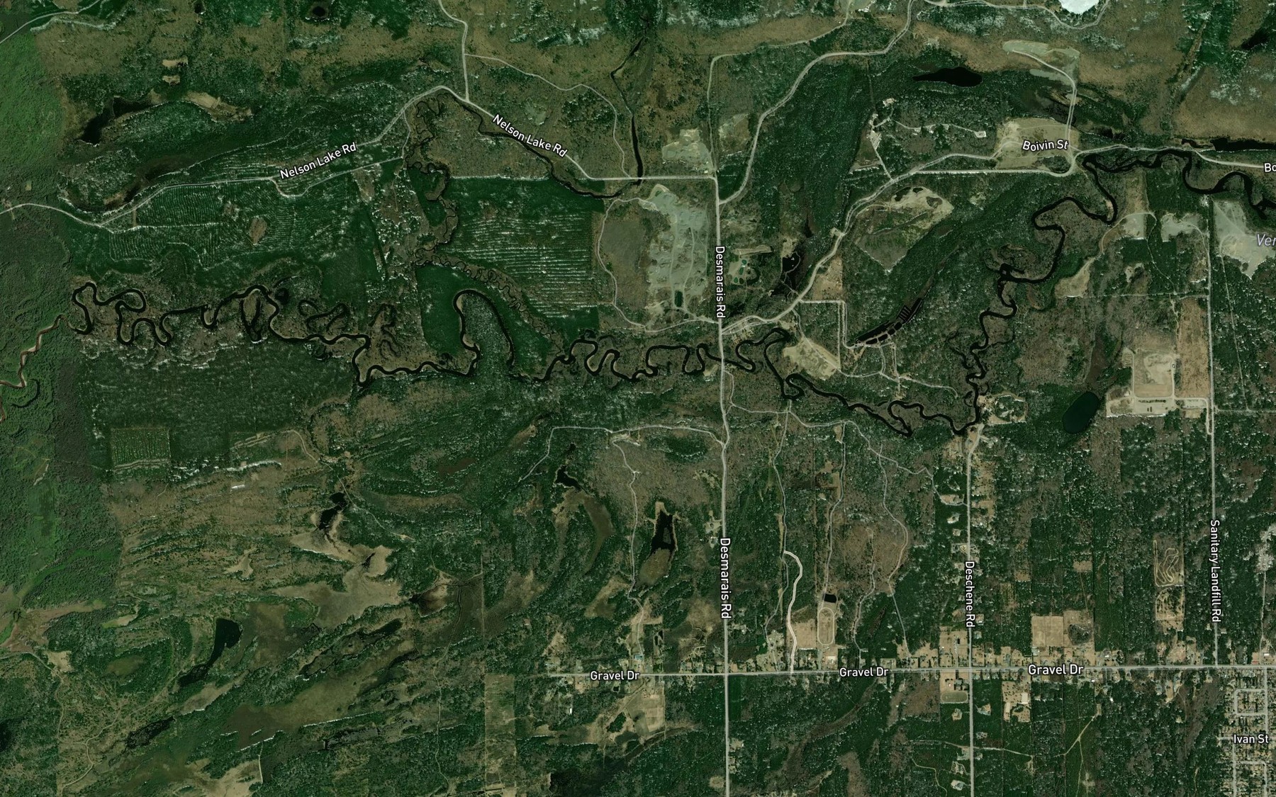 Satellite map of the Rapid River