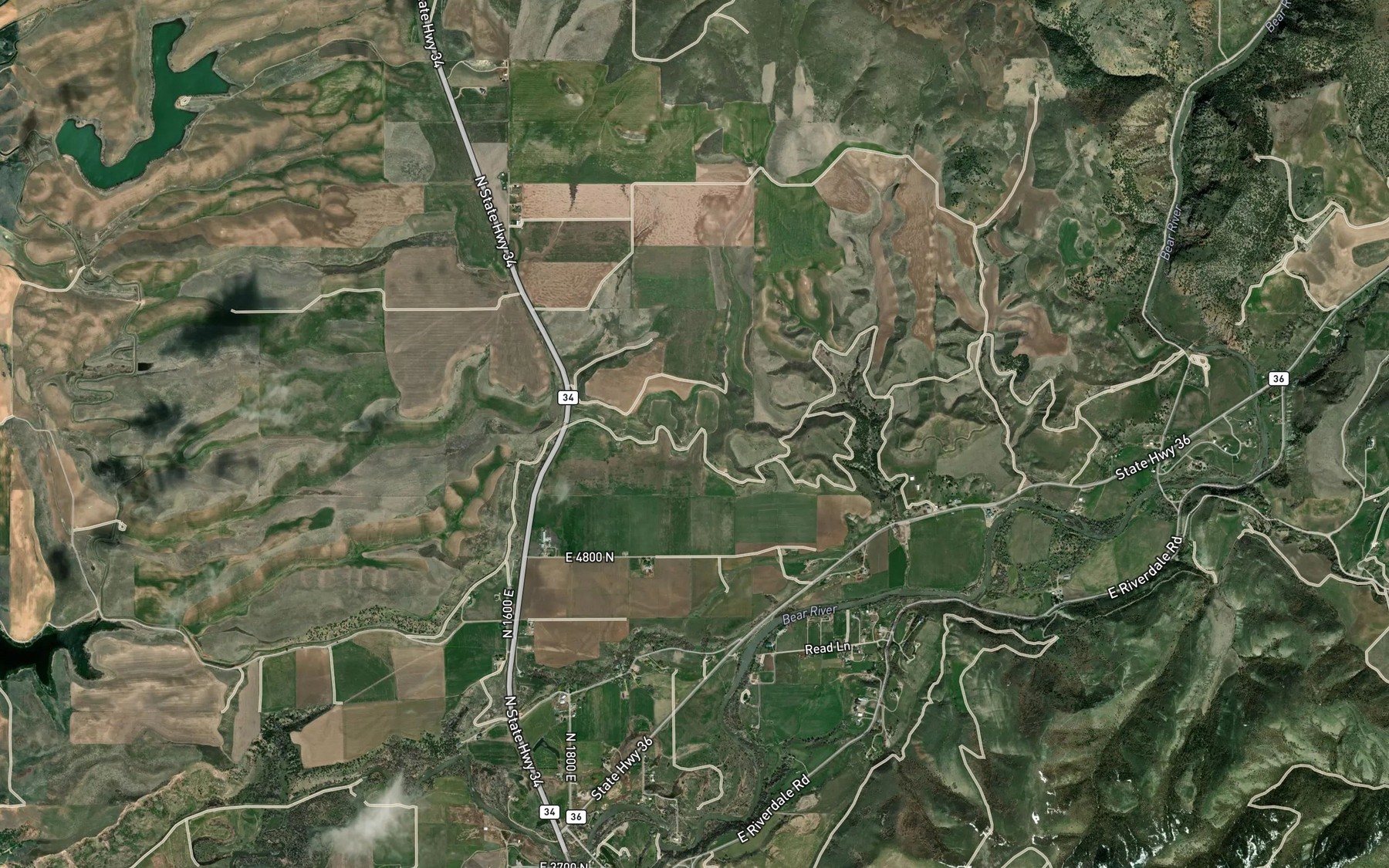 Satellite map of the Twin Lakes Canal