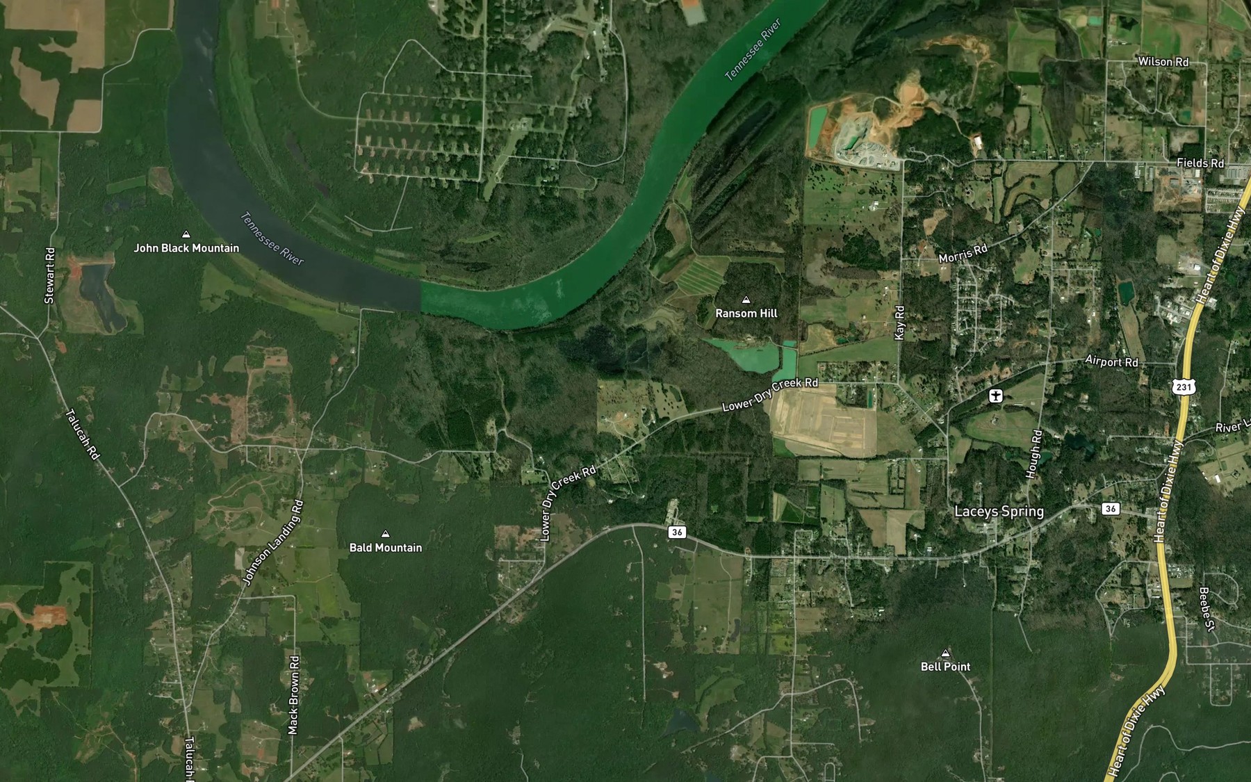 Satellite map of the Lenox Spring