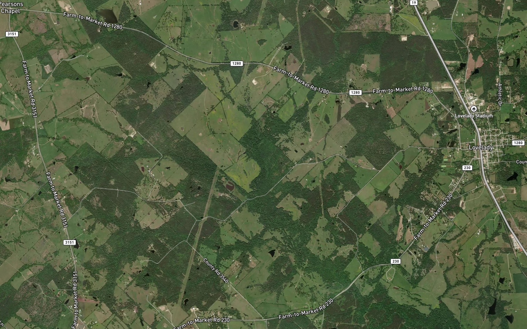 Satellite map of the Sand Branch