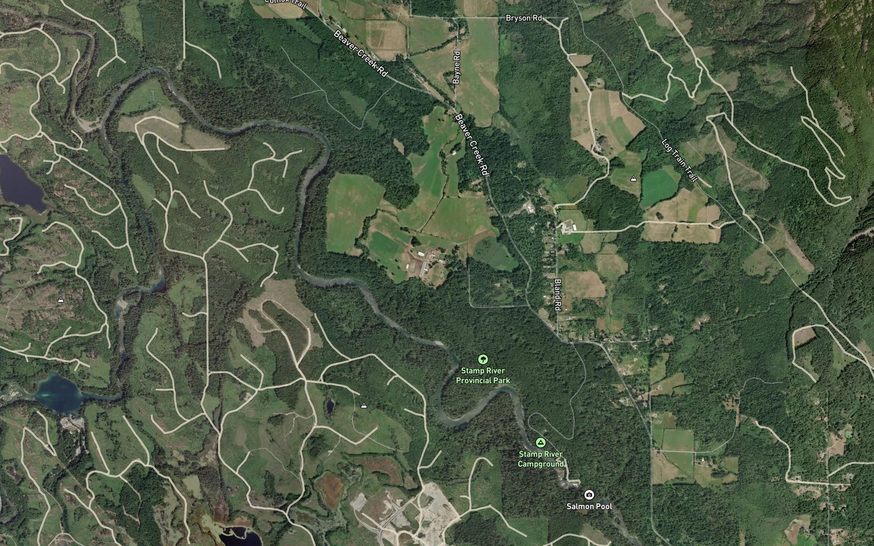 Satellite map of the Spaht Creek