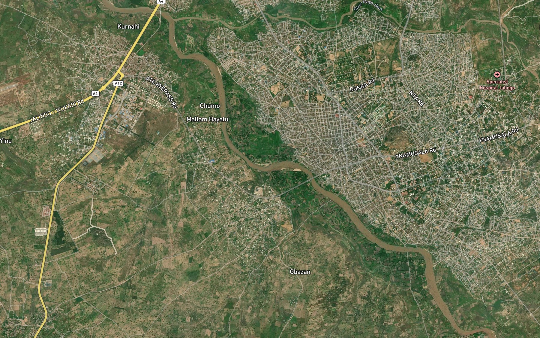 Satellite map of the River Bovo