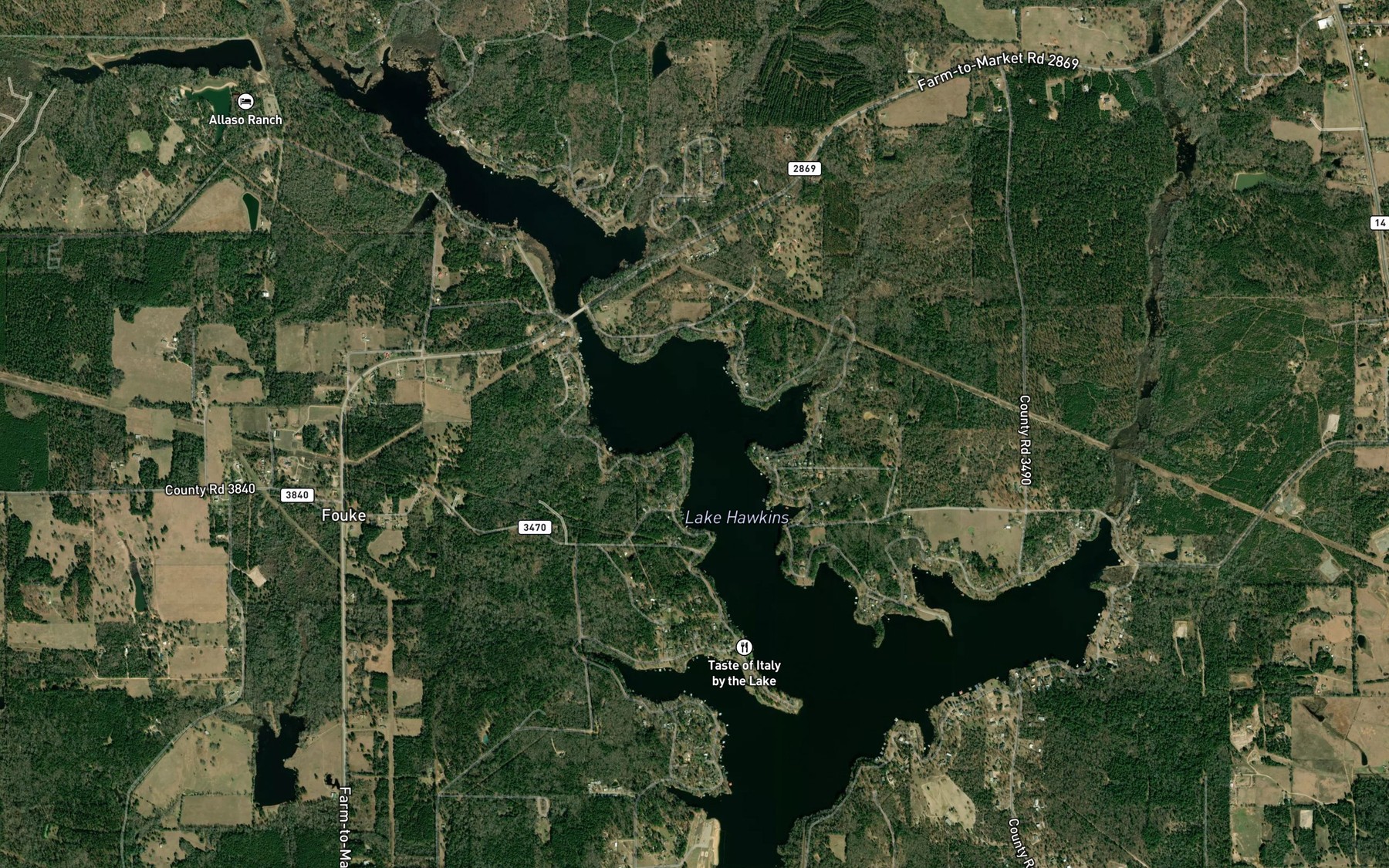 Satellite map of the Lake Hawkins