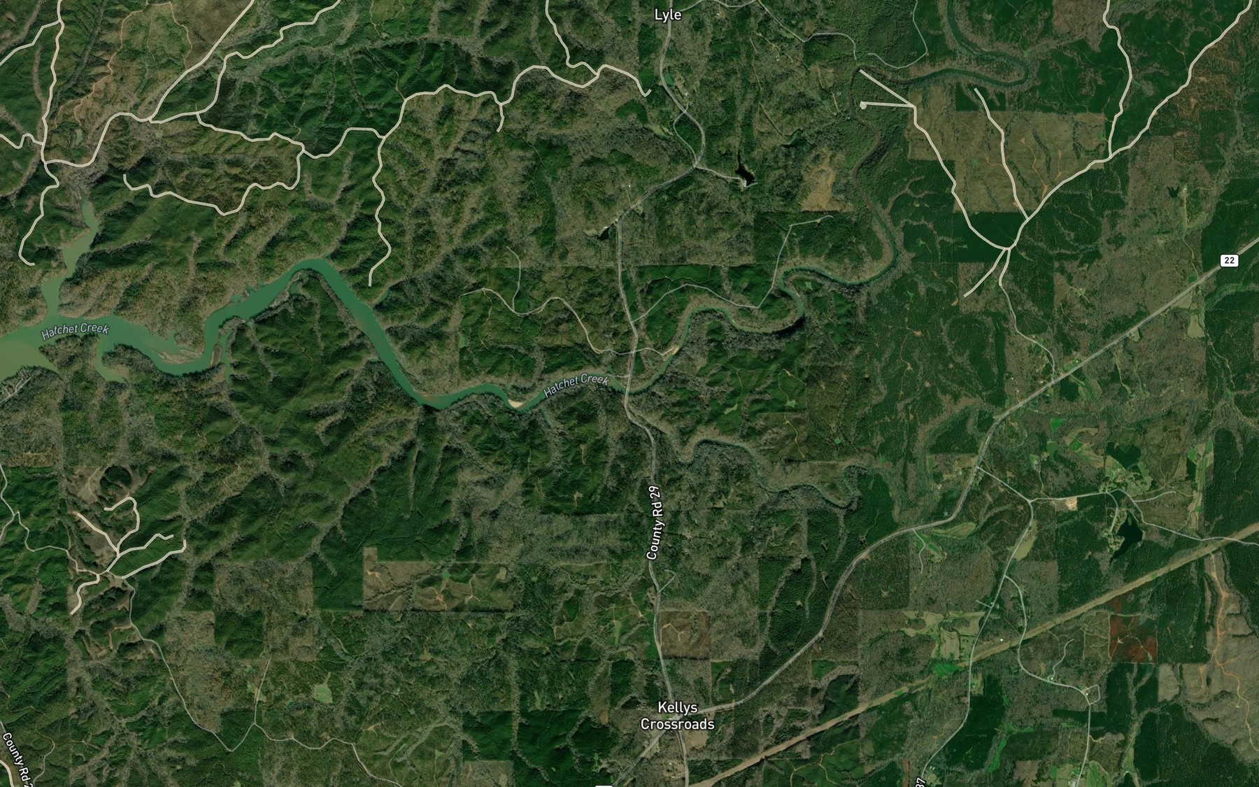 Satellite map of the Swamp Creek