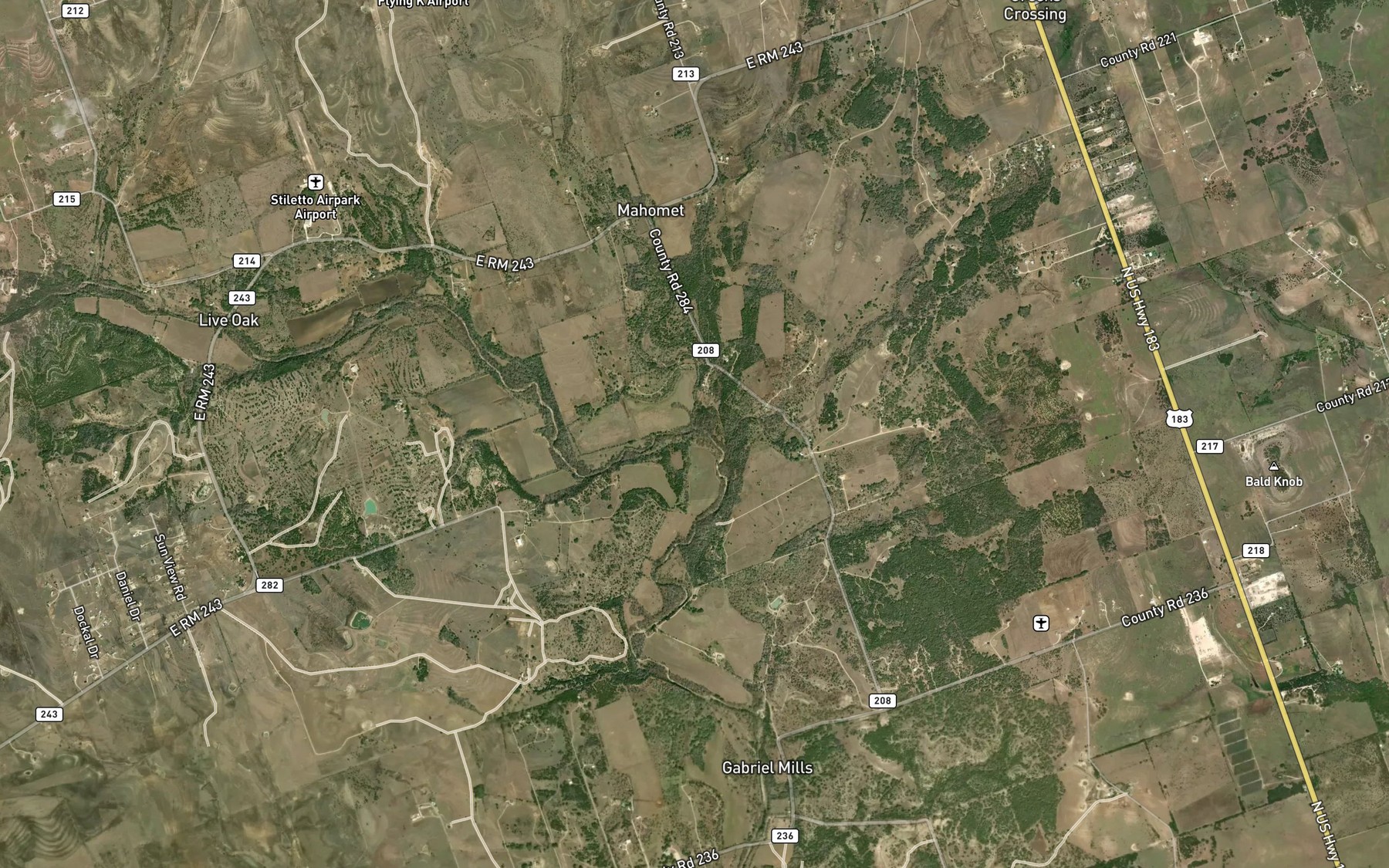 Satellite map of the Williams Branch