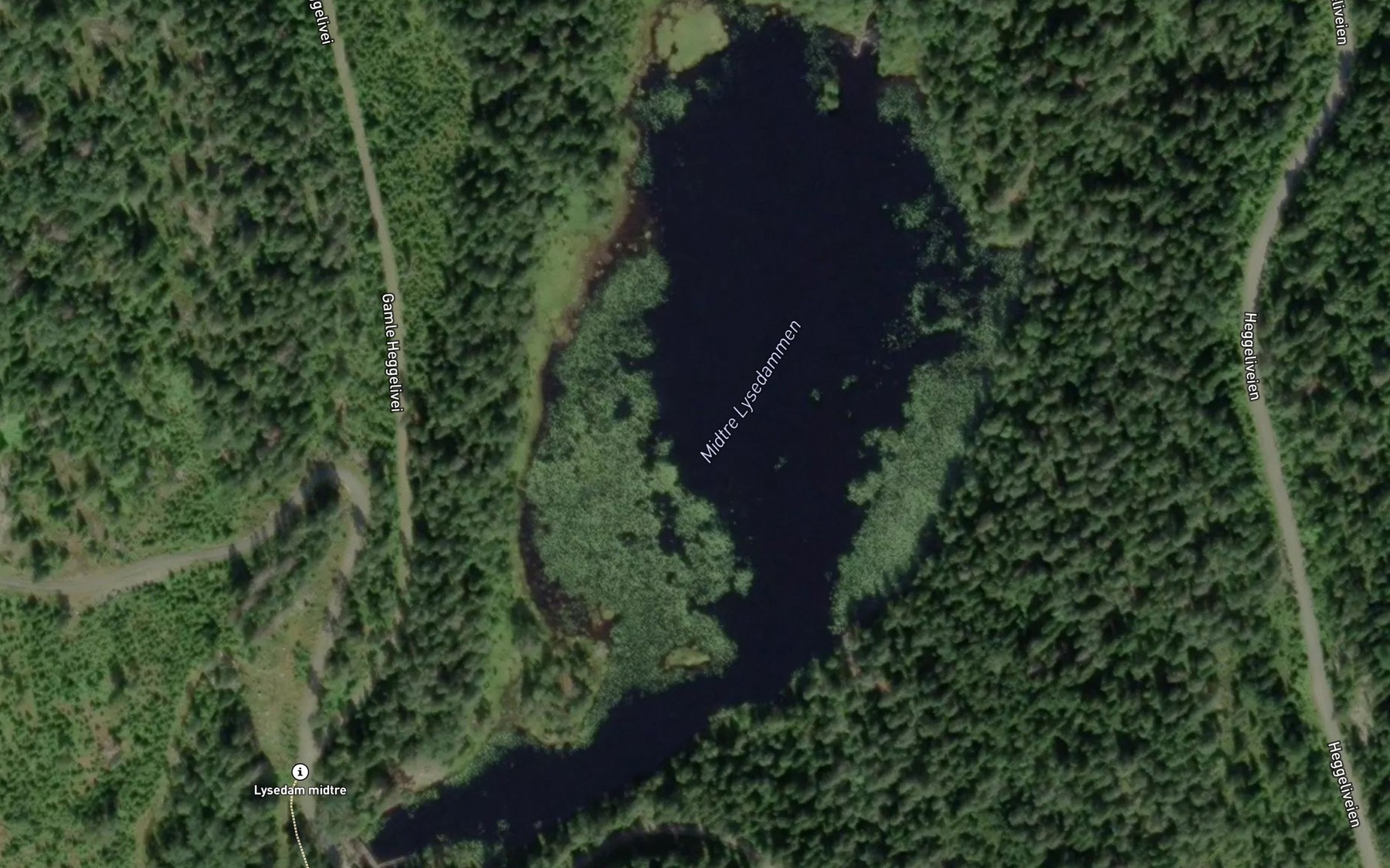 Satellite map of the Midtre Lysedammen
