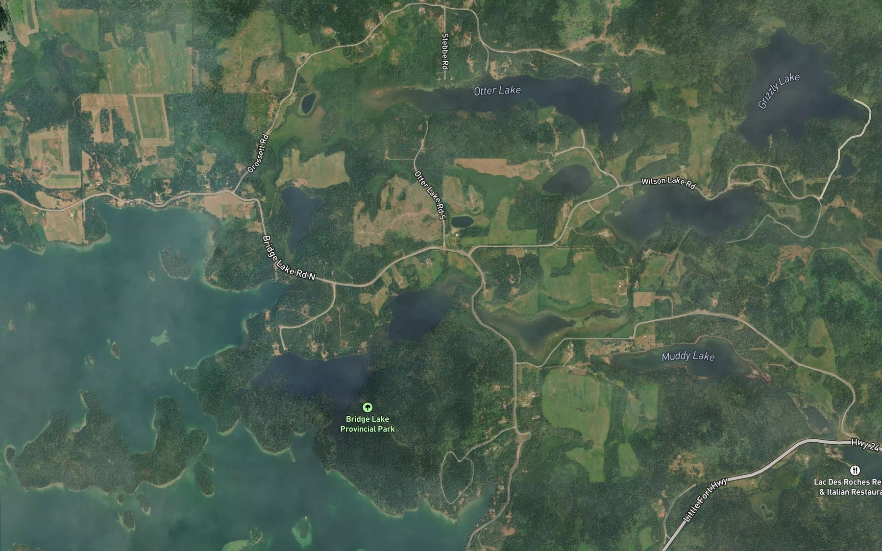 Satellite map of the Stack Lakes