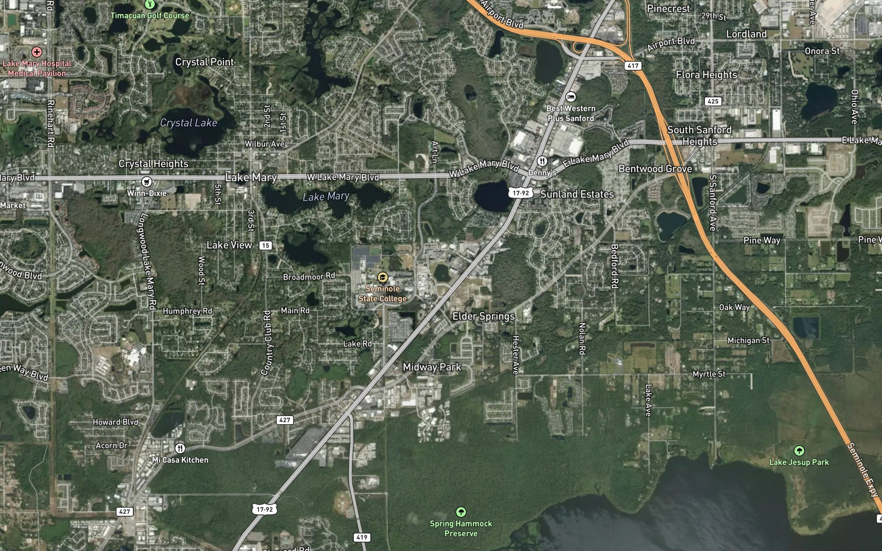 Satellite map of the Lily Lake