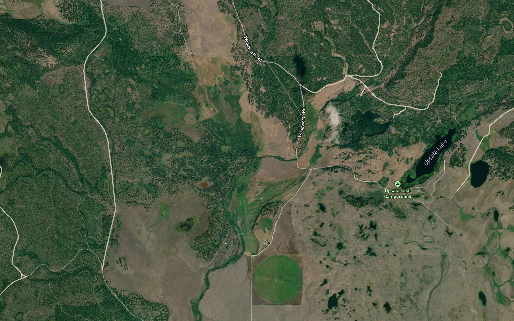 Satellite map of the Shanley Creek