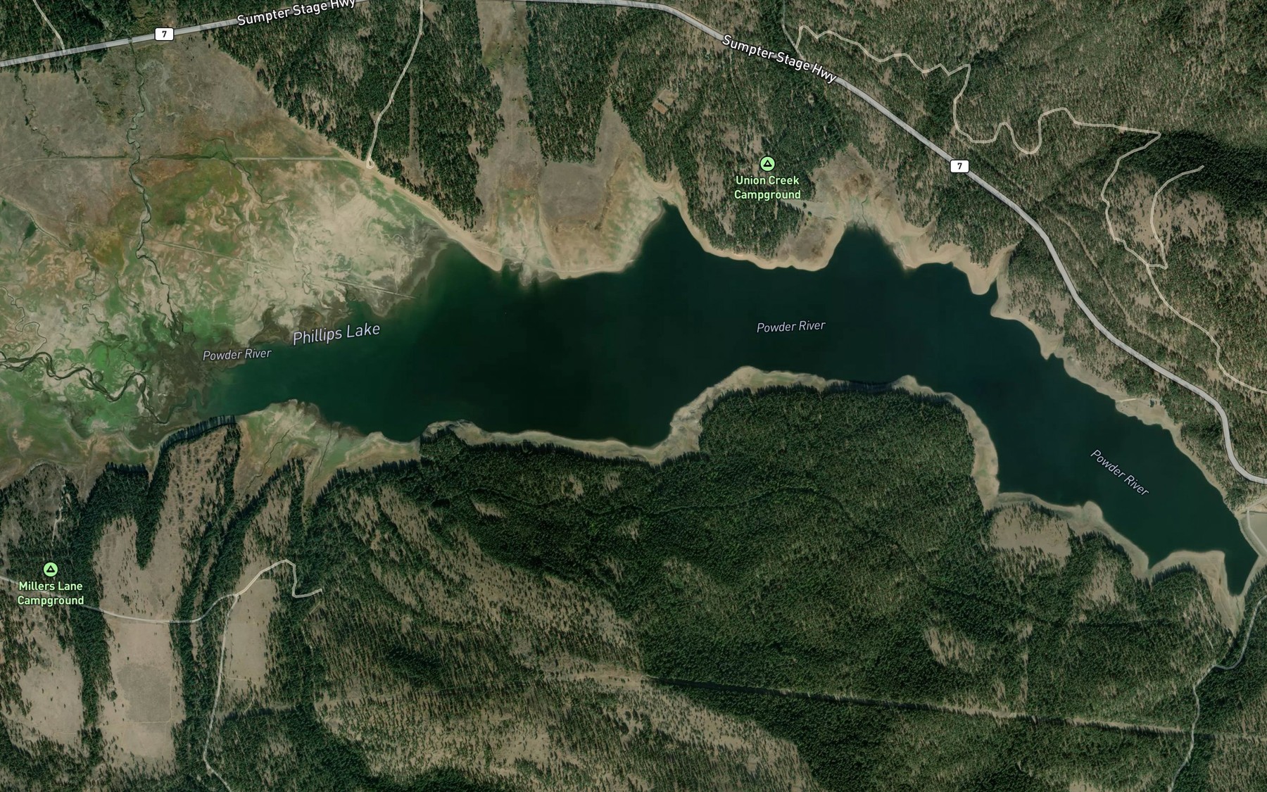 Satellite map of the Phillips Lake