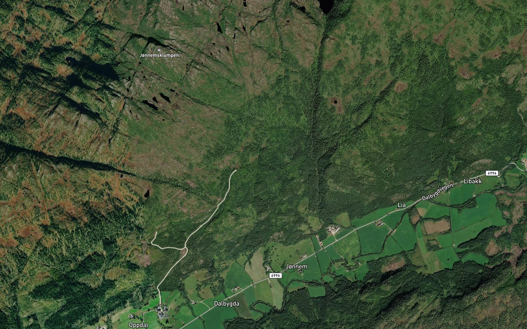 Satellite map of the Oppdalsbekken