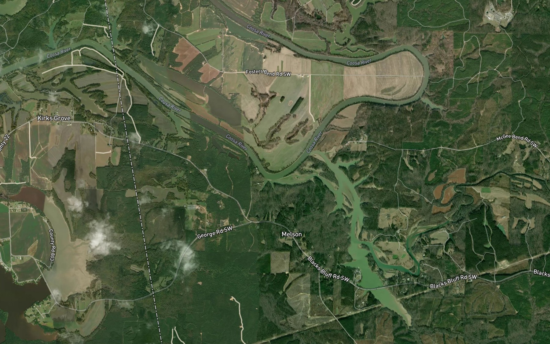 Satellite map of the McGee Bend
