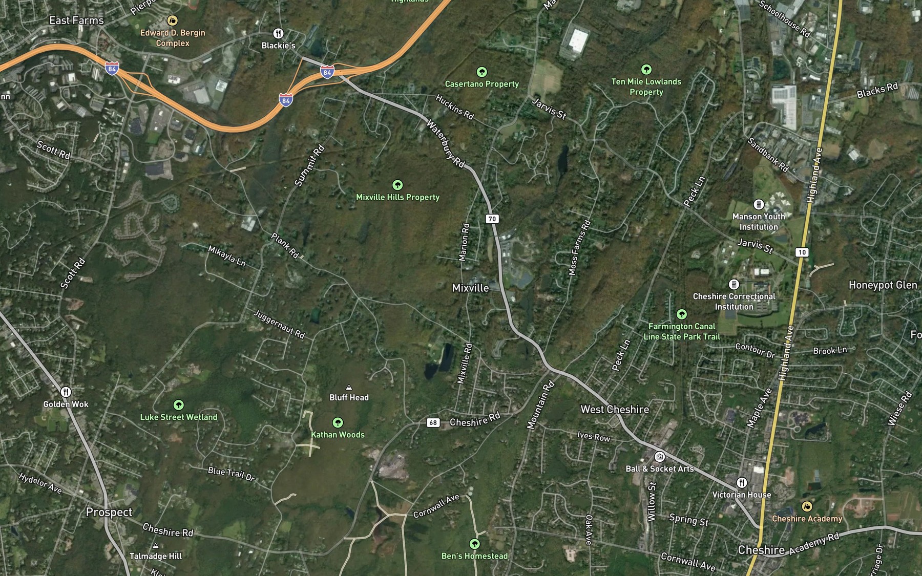 Satellite map of the Mountain Brook