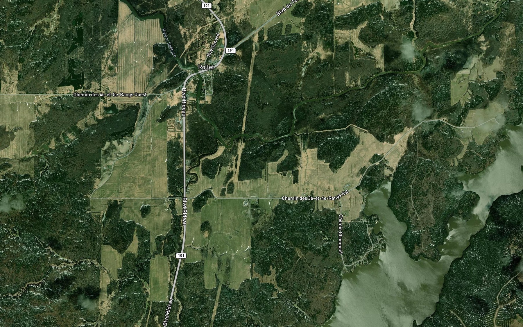 Satellite map of the Cours d'eau Francoeur-Chamberland