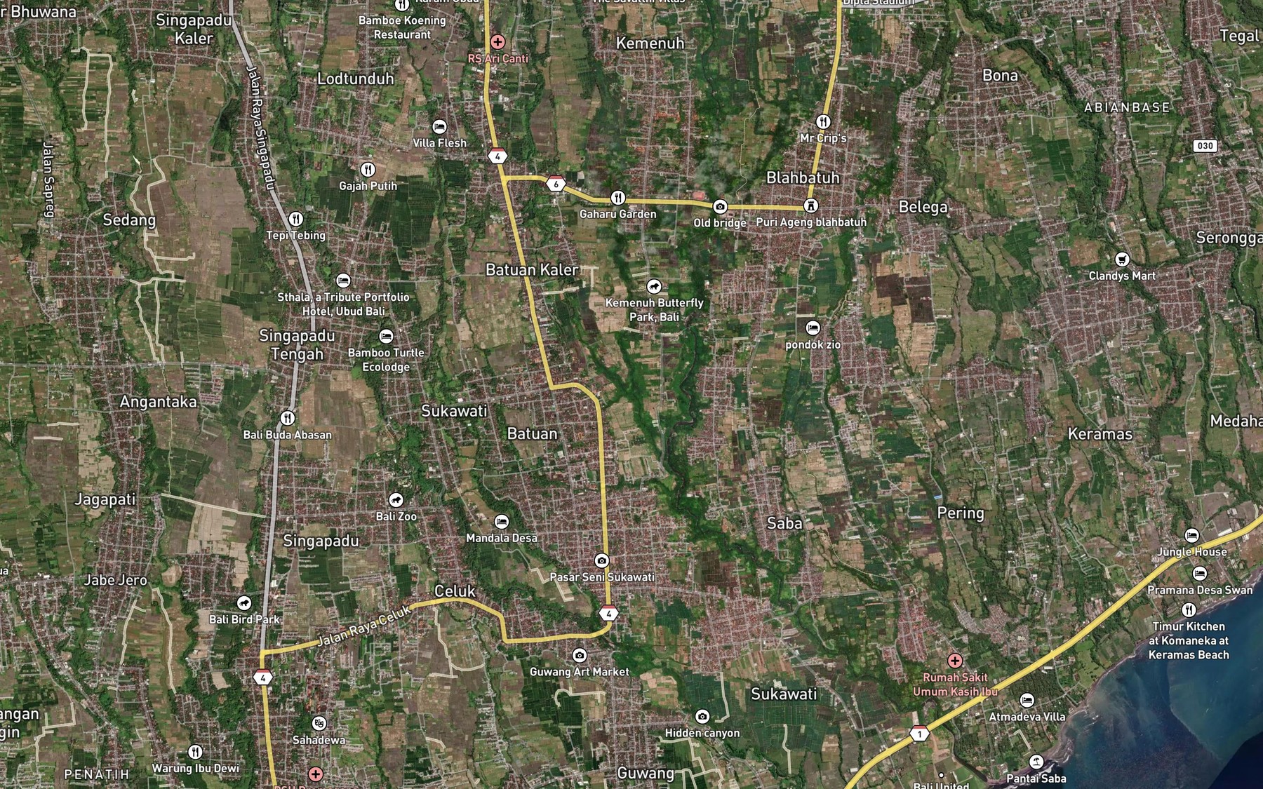 Satellite map of the Tukad Bisil
