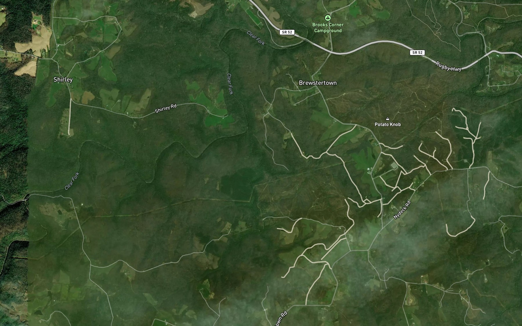 Satellite map of the Raven Fork