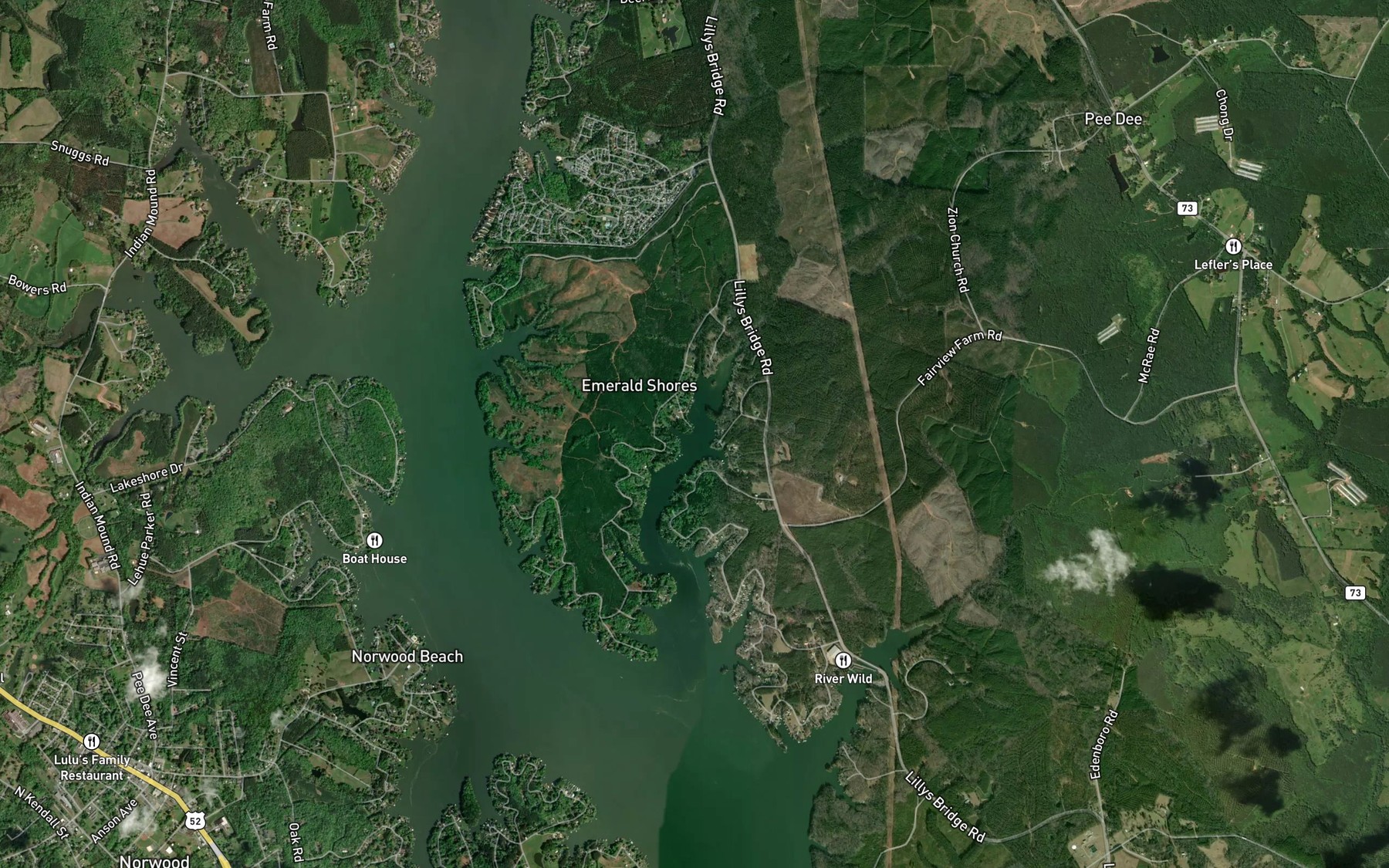 Satellite map of the Richland Creek