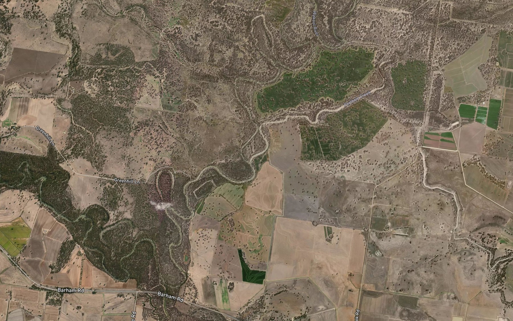 Satellite map of the Porthole Creek